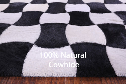 Black & White Patchwork Natural Cowhide Rug - 6' 0