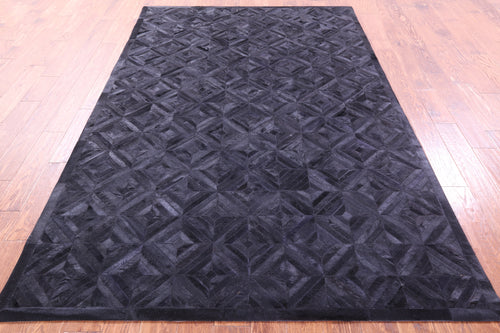 Black Patchwork Natural Cowhide Rug - 6' 0