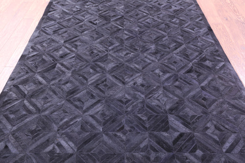 Black Patchwork Natural Cowhide Rug - 6' 0