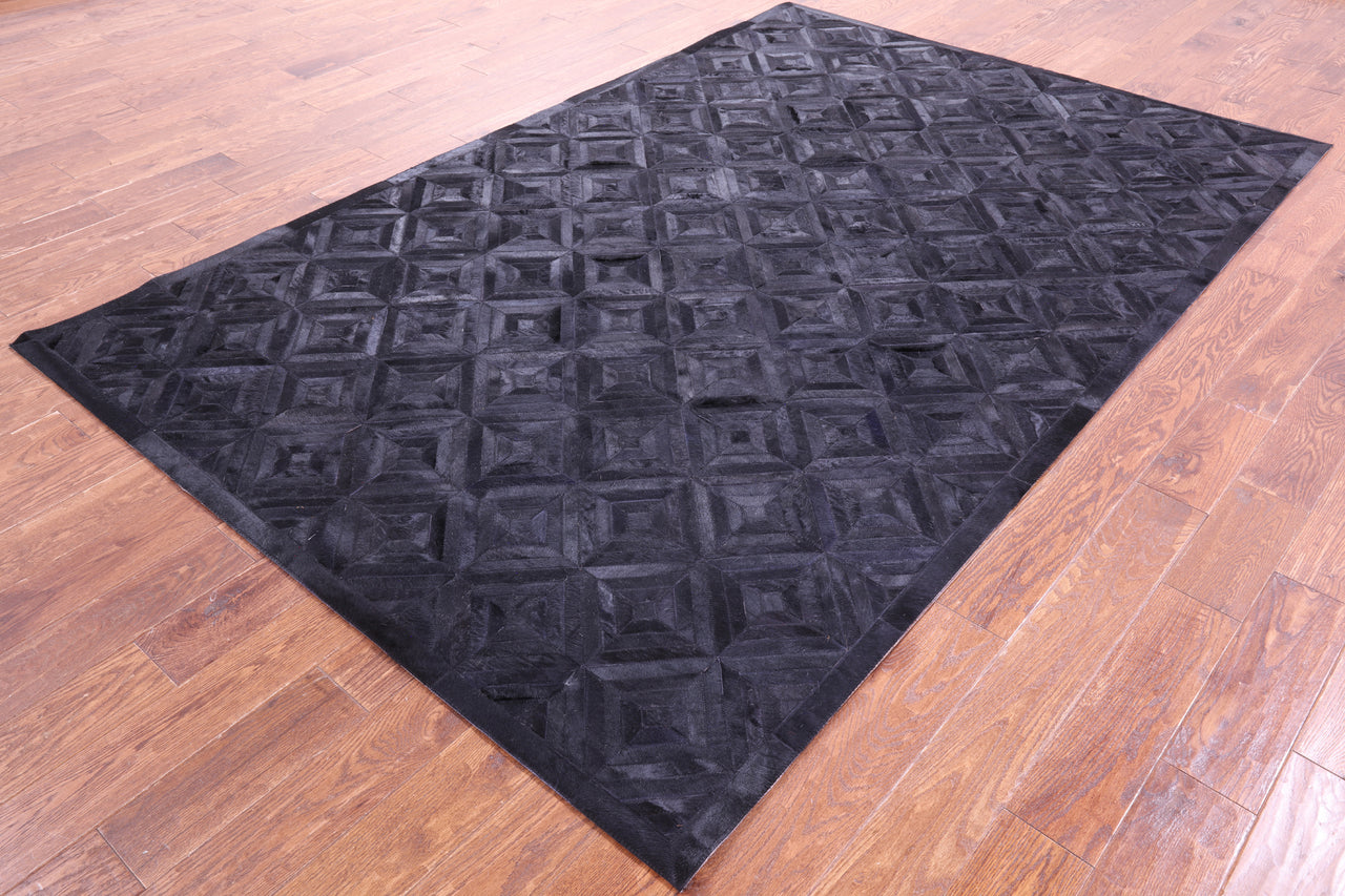 Black Patchwork Natural Cowhide Rug - 6' 0" x 9' 0"