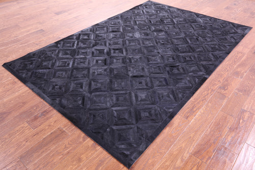 Black Patchwork Natural Cowhide Rug - 6' 0