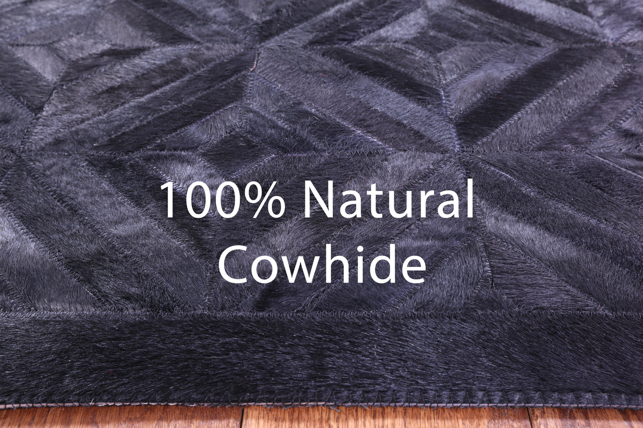 Black Patchwork Natural Cowhide Rug - 6' 0" x 9' 0"