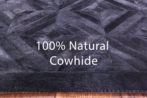 Black Patchwork Natural Cowhide Rug - 6' 0