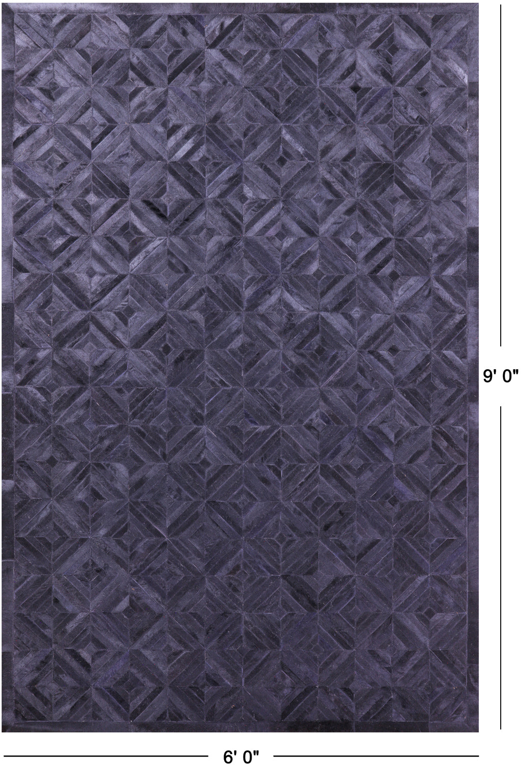 Black Patchwork Natural Cowhide Rug - 6' 0" x 9' 0"