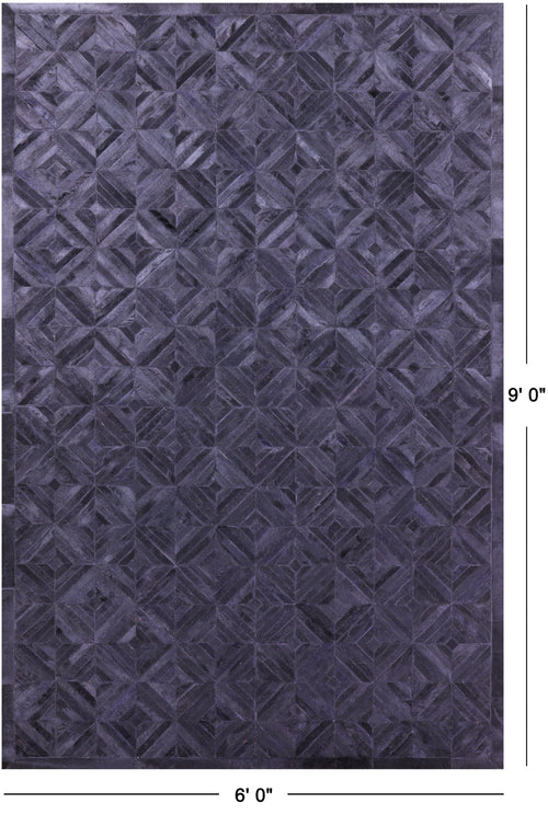 Black Patchwork Natural Cowhide Rug - 6' 0