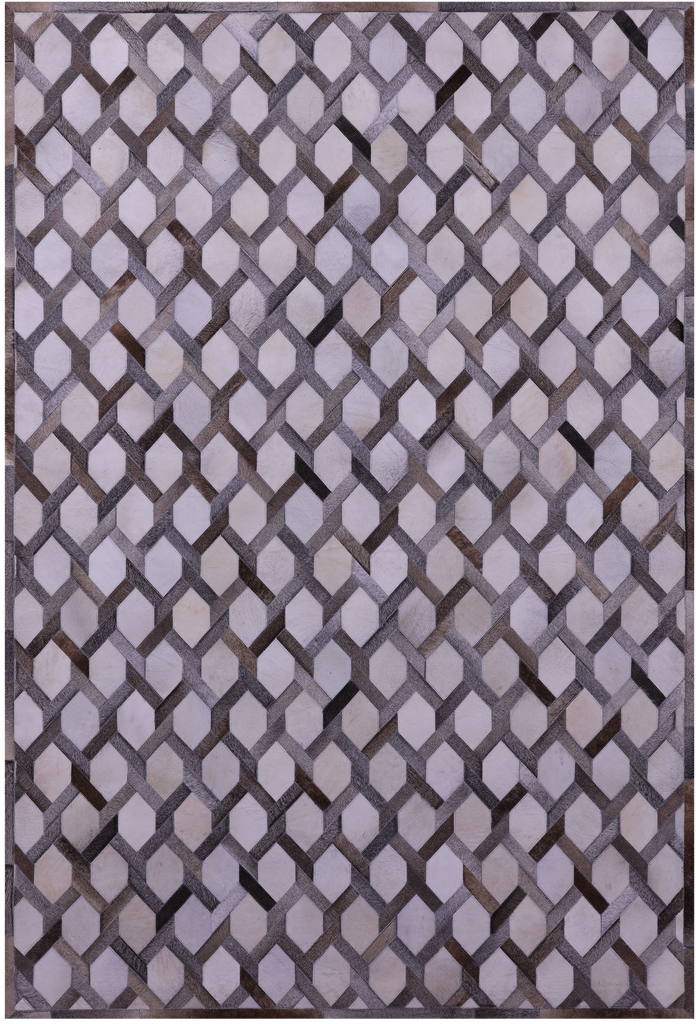 Grey & White Patchwork Natural Cowhide Rug - 6' 0" x 9' 0"