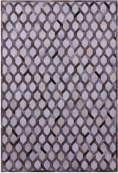 Grey & White Patchwork Natural Cowhide Rug - 6' 0" x 9' 0"