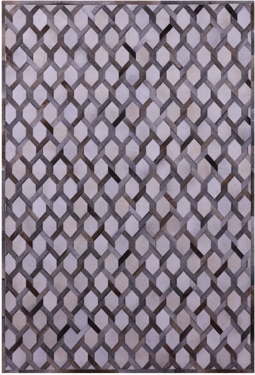 Grey & White Patchwork Natural Cowhide Rug - 6' 0