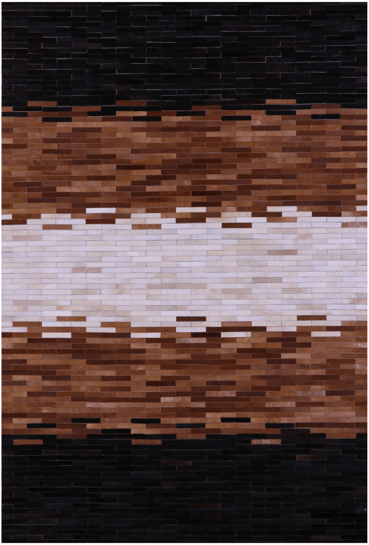 Brown & White Brickwork Patchwork Natural Cowhide Rug - 6' 0" x 9' 0"