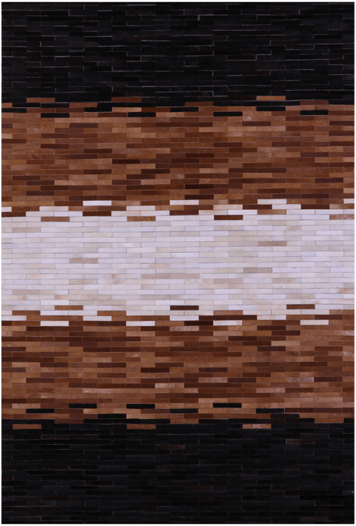 Brown & White Brickwork Patchwork Natural Cowhide Rug - 6' 0