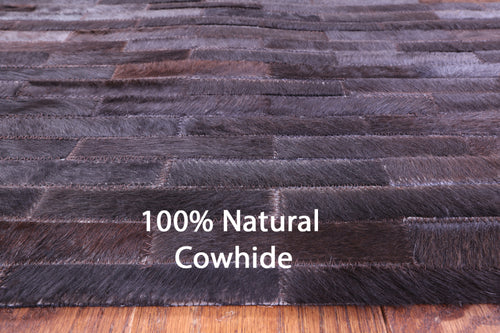 Brown & White Brickwork Patchwork Natural Cowhide Rug - 6' 0