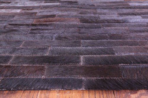 Brown & White Brickwork Patchwork Natural Cowhide Rug - 6' 0