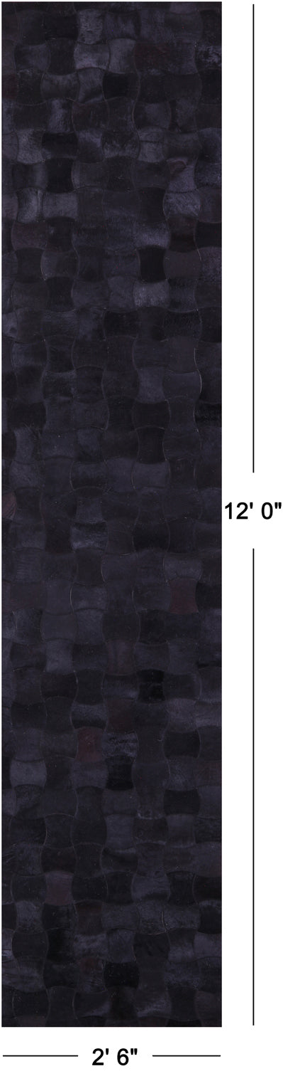 Black Patchwork Natural Cowhide Rug - 2' 6