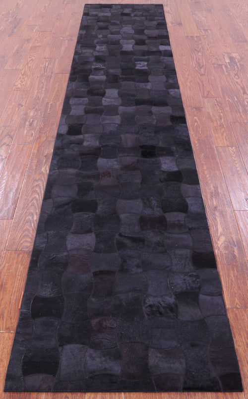 Black Patchwork Natural Cowhide Rug - 2' 6