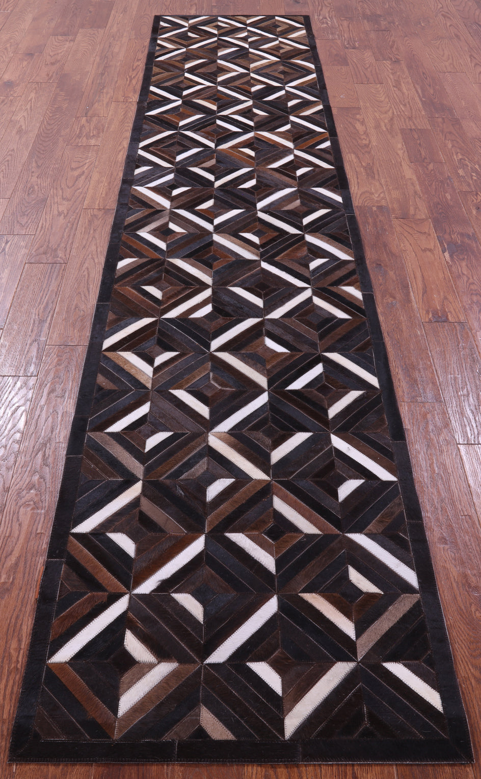 Brown Patchwork Natural Cowhide Rug - 2' 6" x 12' 0"