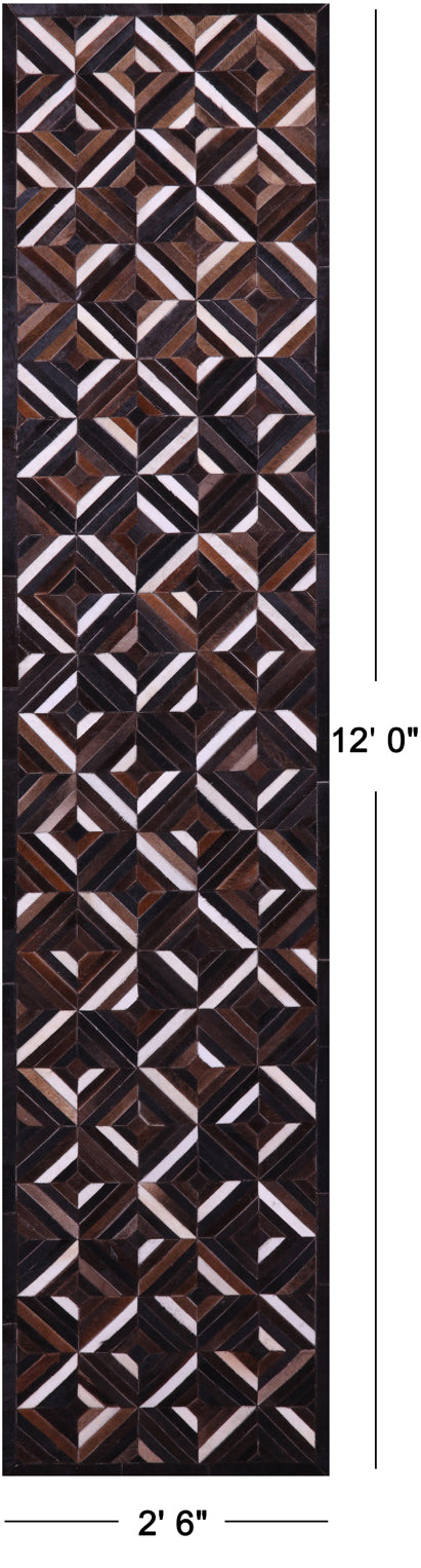 Brown Patchwork Natural Cowhide Rug - 2' 6