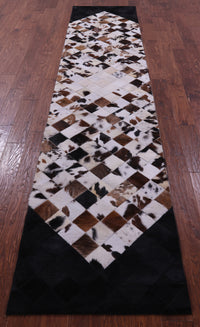 Thumbnail for Brown & White & Black Patchwork Natural Cowhide Rug - 2' 6