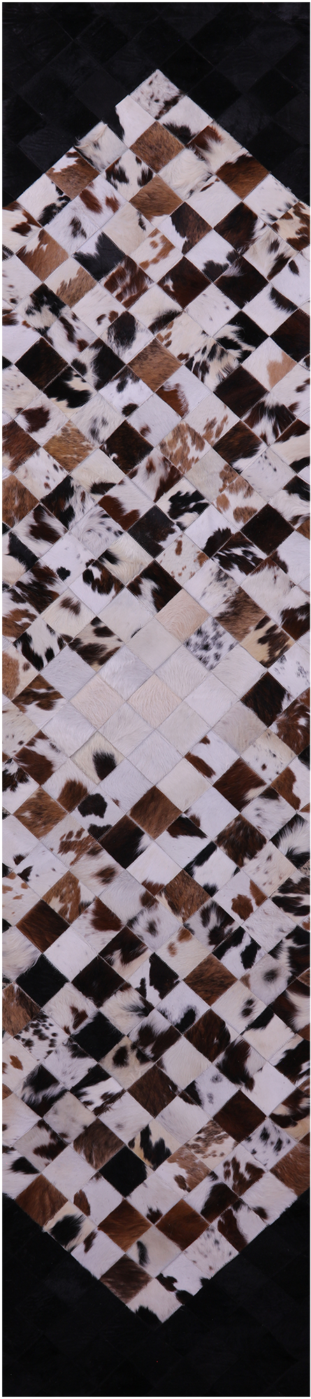 Brown & White & Black Patchwork Natural Cowhide Rug - 2' 6