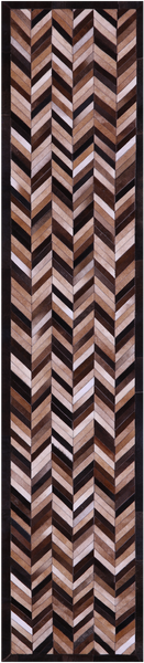 Brown Chevron Patchwork Natural Cowhide Rug - 2' 6" x 12' 0"