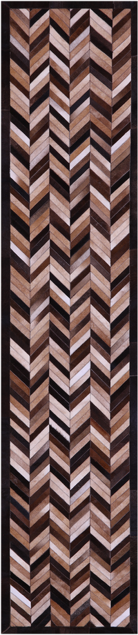 Thumbnail for Brown Chevron Patchwork Natural Cowhide Rug - 2' 6