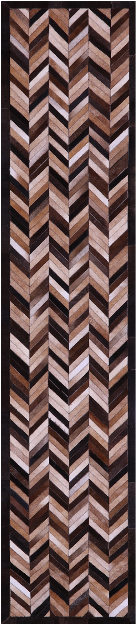 Brown Chevron Patchwork Natural Cowhide Rug - 2' 6