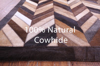 Thumbnail for Brown Chevron Patchwork Natural Cowhide Rug - 2' 6