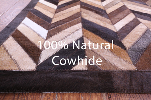 Brown Chevron Patchwork Natural Cowhide Rug - 2' 6