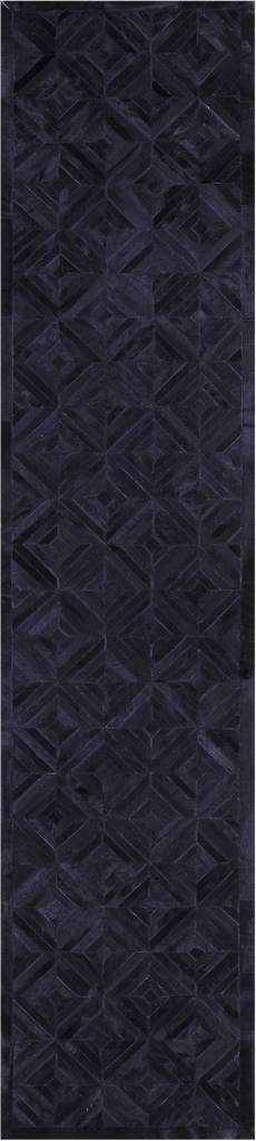 Black Patchwork Natural Cowhide Rug - 2' 6" x 12' 0"