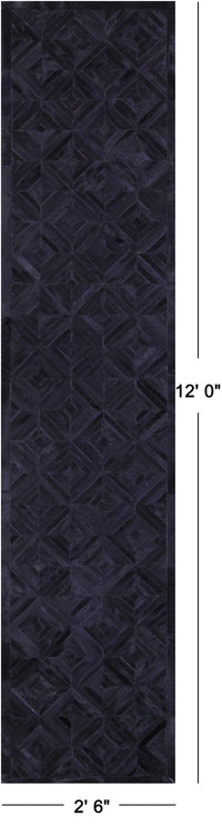 Thumbnail for Black Patchwork Natural Cowhide Rug - 2' 6