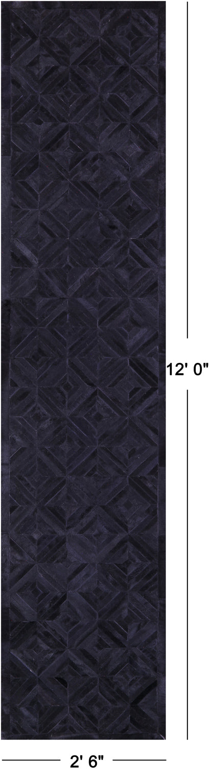 Black Patchwork Natural Cowhide Rug - 2' 6