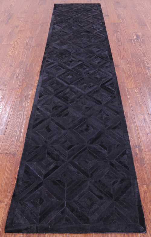 Black Patchwork Natural Cowhide Rug - 2' 6
