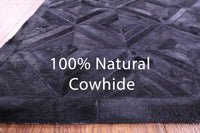 Thumbnail for Black Patchwork Natural Cowhide Rug - 2' 6