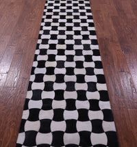 Thumbnail for Black & White Patchwork Natural Cowhide Rug - 2' 6