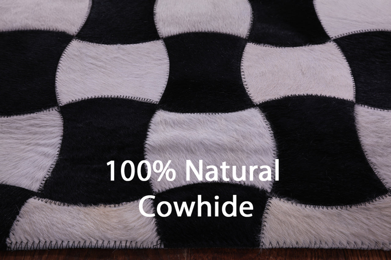 Black & White Patchwork Natural Cowhide Rug - 2' 6" x 12' 0"