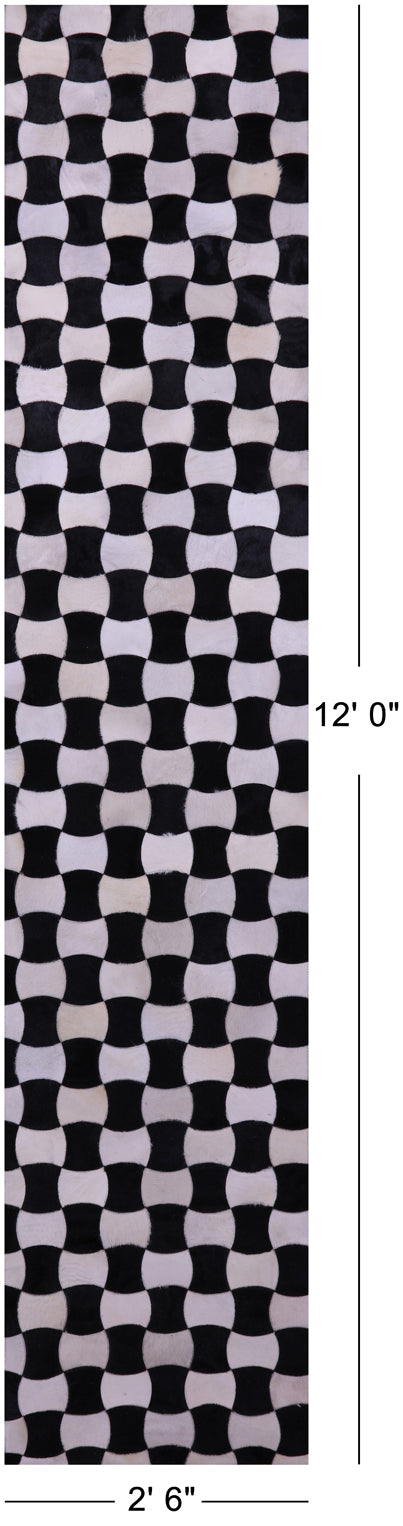 Black & White Patchwork Natural Cowhide Rug - 2' 6