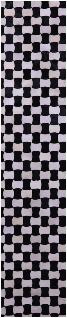 Black & White Patchwork Natural Cowhide Rug - 2' 6" x 12' 0"