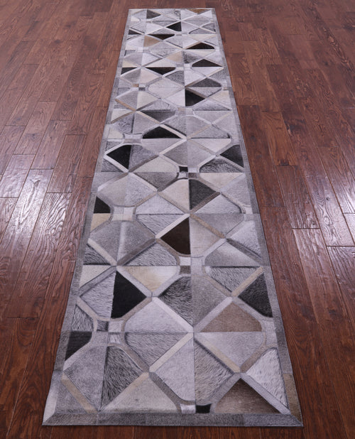 Grey Patchwork Natural Cowhide Rug - 2' 6