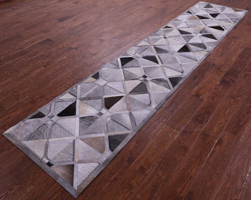 Grey Patchwork Natural Cowhide Rug - 2' 6