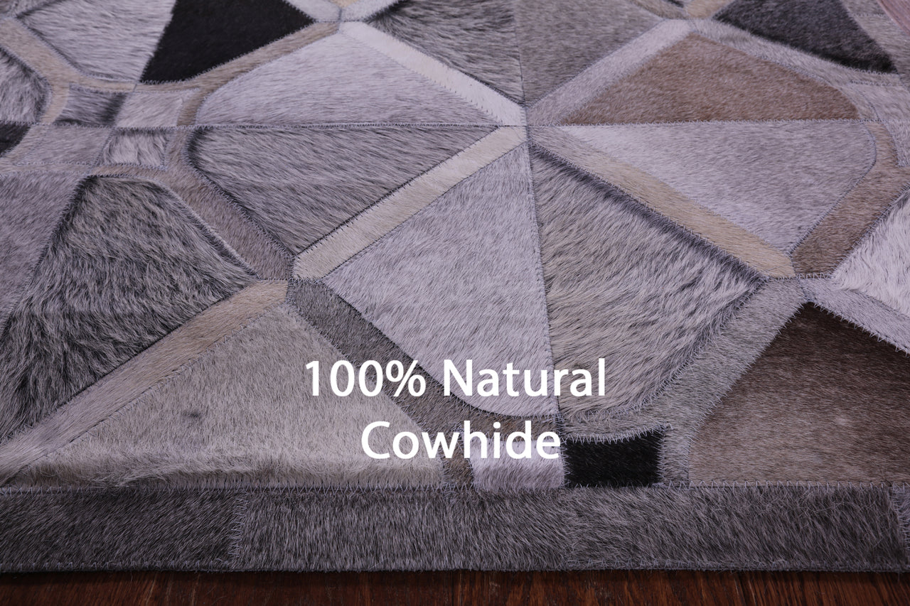 Grey Patchwork Natural Cowhide Rug - 2' 6" x 12' 0"