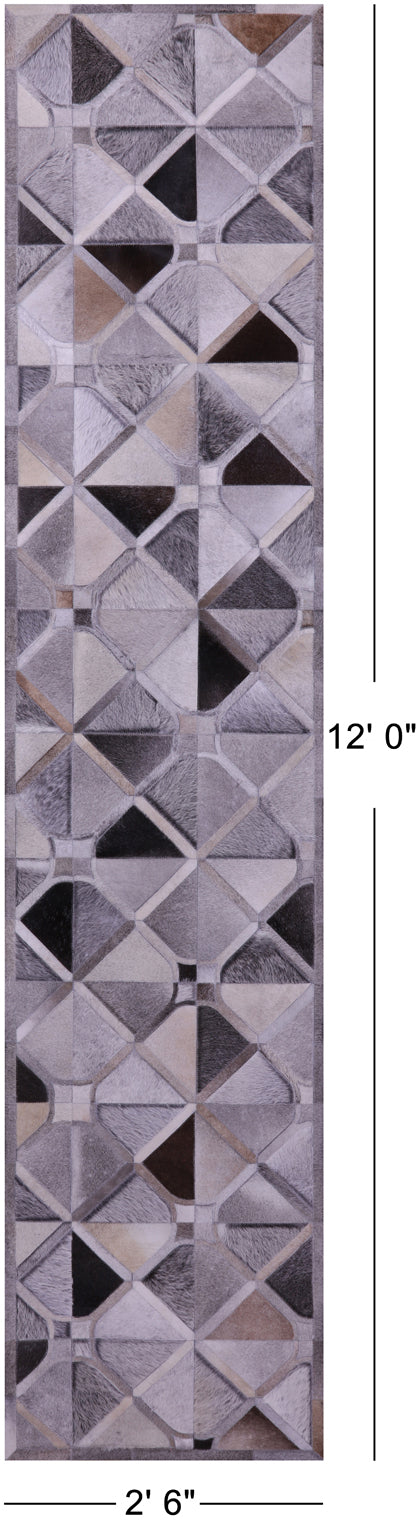 Grey Patchwork Natural Cowhide Rug - 2' 6
