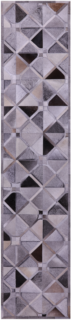 Grey Patchwork Natural Cowhide Rug - 2' 6" x 12' 0"