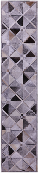 Grey Patchwork Natural Cowhide Rug - 2' 6" x 12' 0"