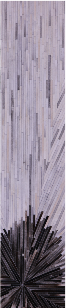 Brown & White Patchwork Natural Cowhide Rug - 2' 6" x 12' 0"