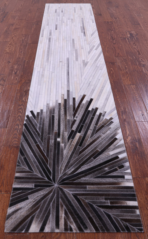 Brown & White Patchwork Natural Cowhide Rug - 2' 6