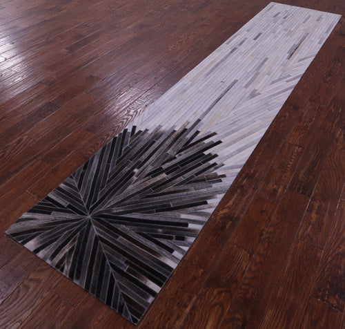 Brown & White Patchwork Natural Cowhide Rug - 2' 6
