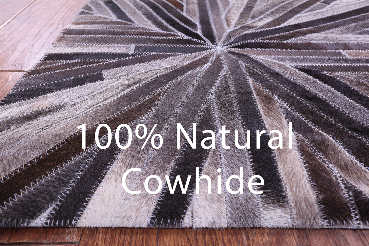 Brown & White Patchwork Natural Cowhide Rug - 2' 6" x 12' 0"