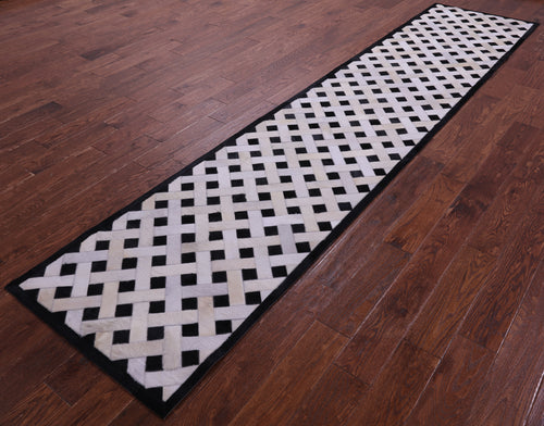 Black & White Patchwork Natural Cowhide Rug - 2' 6