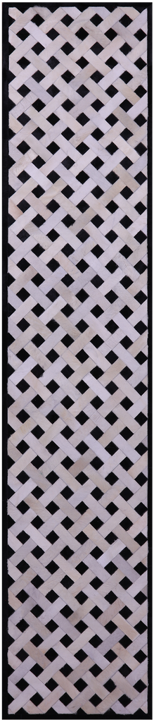 Black & White Patchwork Natural Cowhide Rug - 2' 6" x 12' 0"
