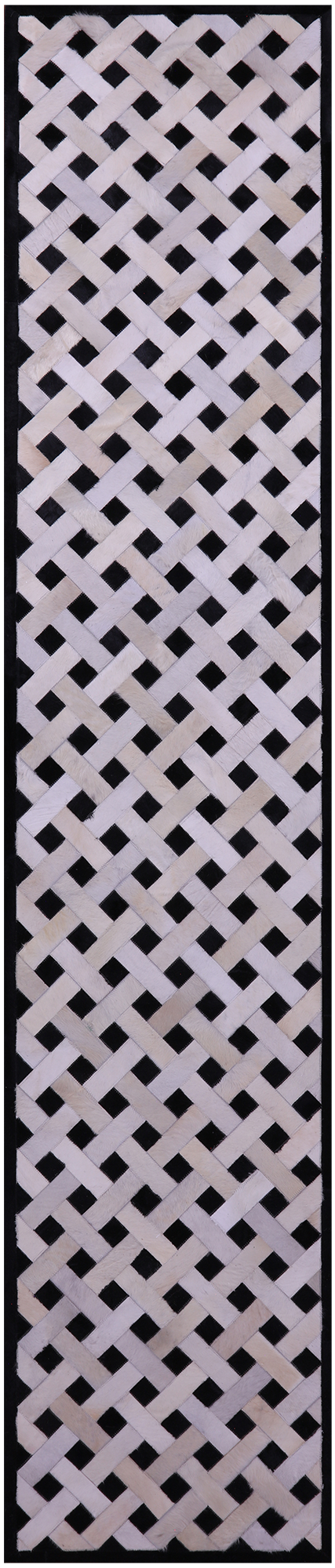 Black & White Patchwork Natural Cowhide Rug - 2' 6
