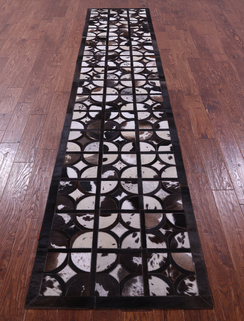Brown & White Patchwork Natural Cowhide Rug - 2' 6
